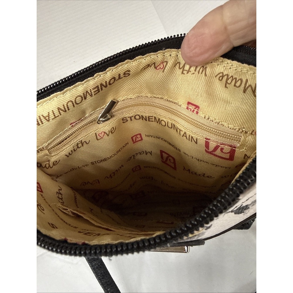 Stone Mountain Floral Crossbody Shoulder Leather Bag Purse 2 Compartment Pockets - Picture 10 of 12